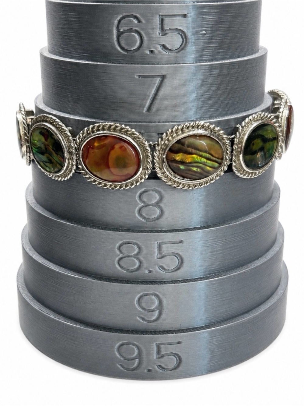 Vintage Abalone Shell Silver-Tone Link Bracelet (c. 1980–1985)
